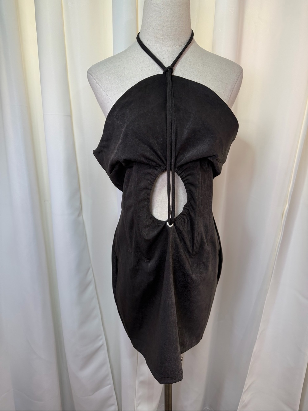 Meji Meji ‘Arewa’ Sculpted Halter Dress in “Coco Crush Brown” Size 8 - Picture 6 of 16
